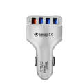 KC08 4 in 1 Cigarette Lighter Conversion Plug Multi-function USB Car Fast Charger(White)