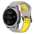 For Garmin Descent G1 / Coros Vertix 22mm Quick Release Double Row Silicone Watch Band(Grey Yellow)