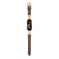 For Xiaomi Mi Band 3 / 4 D-shaped Steel + Genuine Leather Watch Band(Gold Drak Brown)