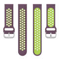 For Huawei Watch GT 46mm / 42mm 22mm Clasp Two Color Sport Watch Band(Purple + Green)