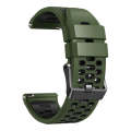 For Suunto 7 Three Rows Holes Silicone Watch Band(Army Green Black)
