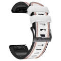For Garmin Fenix 7X Tricolor Stitching Silicone Leather Watch Band(White)