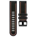 For Garmin Fenix 7X Tricolor Stitching Silicone Leather Watch Band(Black)