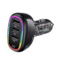 USAMS US-CC170 C34 PD30W 48W 4-port Transparent Car Fast Charger with Colorful Lights(Black)