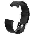 For Fitbit Charge 2 Common Texture Silicone  Watch Band with Buckle, Size:S(Black)
