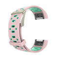 For Fitbit Charge 2 Two-tone Round Hole Silicone  Watch Band with Buckle(Pink + Green)