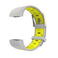 For Fitbit Charge 2 Two-tone Round Hole Silicone  Watch Band with Buckle(Grey + Yellow)