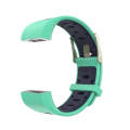 For Fitbit Charge 2 Two-tone Round Hole Silicone  Watch Band with Buckle(Green + Blue)