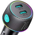 JOYROOM JR-CCN02 70W Dual PD Multi-Color Car Charger with Light Button(Black)