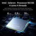GK3V Pro Windows 11 Pro Mini PC, Intel Celeron N5105 CPU, Memory:8GB+256GB(US Plug)