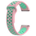 For Fitbit Versa Two-tone Silicone  Watch Band(Pink + Green)