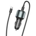 hoco NZ9 Galloper 95W Dual USB-C / Type-C + USB 3-port Car Charger with Type-C to Type-C Cable(Bl...