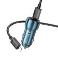 hoco Z48 Tough 40W Dual USB-C / Type-C Port Car Charger with Type-C to 8 Pin Cable(Sapphire Blue)