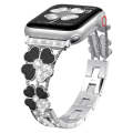 For Apple Watch SE 2023 44mm Petal Metal Diamond Watch Band(Sliver+Black)