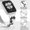 For Apple Watch SE 2023 44mm Petal Metal Diamond Watch Band(Sliver+Black)