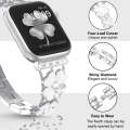 For Apple Watch 9 45mm Petal Metal Diamond Watch Band(Sliver+White)