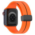 Two Color Folding Buckle Silicone Watch Band For Apple Watch SE 2023 44mm(Orange+Black)