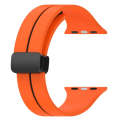 Two Color Folding Buckle Silicone Watch Band For Apple Watch SE 2023 44mm(Orange+Black)