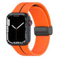 Two Color Folding Buckle Silicone Watch Band For Apple Watch Ultra 2 49mm(Orange+Black)