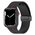 Two Color Folding Buckle Silicone Watch Band For Apple Watch Ultra 2 49mm(Black+Red)