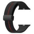 Two Color Folding Buckle Silicone Watch Band For Apple Watch Ultra 2 49mm(Black+Red)