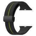Two Color Folding Buckle Silicone Watch Band For Apple Watch Ultra 2 49mm(Black+Lime)