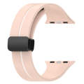 Two Color Folding Buckle Silicone Watch Band For Apple Watch 9 41mm(Pink+White)