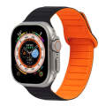 For Apple Watch SE 2023 44mm Loop Magnetic Silicone Watch Band(Black Orange)