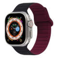 For Apple Watch SE 2023 44mm Loop Magnetic Silicone Watch Band(Black Wine Red)