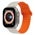 For Apple Watch SE 2023 44mm Loop Magnetic Silicone Watch Band(Starlight Orange)