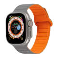 For Apple Watch SE 2023 40mm Loop Magnetic Silicone Watch Band(Grey Orange)