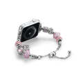 Bead Bracelet Metal Watch Band For Apple Watch SE 2023 44mm(Pink Heart)