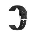 22mm Universal Silver Buckle Silicone Watch Band, Size:L(Black)