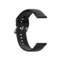 22mm Universal Silver Buckle Silicone Watch Band, Size:L(Black)