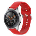 22mm Universal Silver Buckle Silicone Watch Band, Size:L(Red)