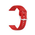 22mm Universal Silver Buckle Silicone Watch Band, Size:L(Red)