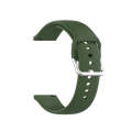 22mm Universal Silver Buckle Silicone Watch Band, Size:L(Dark Green)