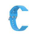 22mm Universal Silver Buckle Silicone Watch Band, Size:L(Blue Sky)