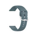 22mm Universal Silver Buckle Silicone Watch Band, Size:L(Blue Grey)