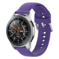 22mm Universal Silver Buckle Silicone Watch Band, Size:L(Purple)