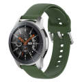 22mm Universal Silver Buckle Silicone Watch Band, Size:S(Dark Green)