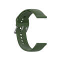 22mm Universal Silver Buckle Silicone Watch Band, Size:S(Dark Green)