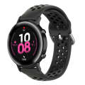 20mm Universal Sports Two Colors Silicone Replacement Strap Watchband(Coal Black + Black)
