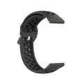 22mm Universal Sports Two Colors Silicone Replacement Strap Watchband(Coal Black + Black)