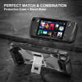 For Steam Deck Shockproof Game Console Case with Holder & Shoulder Strap(Black+Transparent)