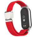 For Xiaomi Mi Band 8 Metal Head + Adjustable Nylon Braided Steel Buckle Watch Band(Red)