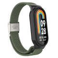 For Xiaomi Mi Band 8 Metal Head + Adjustable Nylon Braided Steel Buckle Watch Band(Dark Green)