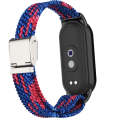 For Xiaomi Mi Band 8 Metal Head + Adjustable Nylon Braided Steel Buckle Watch Band(Blue Red)