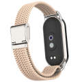 For Xiaomi Mi Band 8 Metal Head + Adjustable Nylon Braided Steel Buckle Watch Band(Apricot)