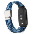 For Xiaomi Mi Band 8 Metal Head + Adjustable Nylon Braided Steel Buckle Watch Band(Navy Blue)